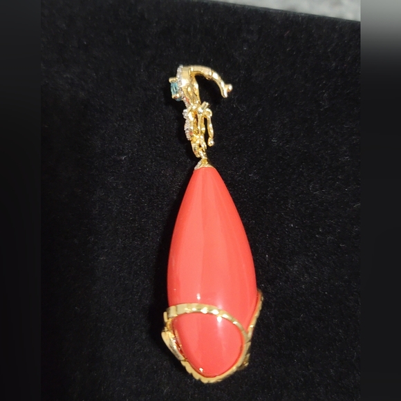 18K Orange Coral Gemstone pendant Brand new🔥 - Picture 3 of 9